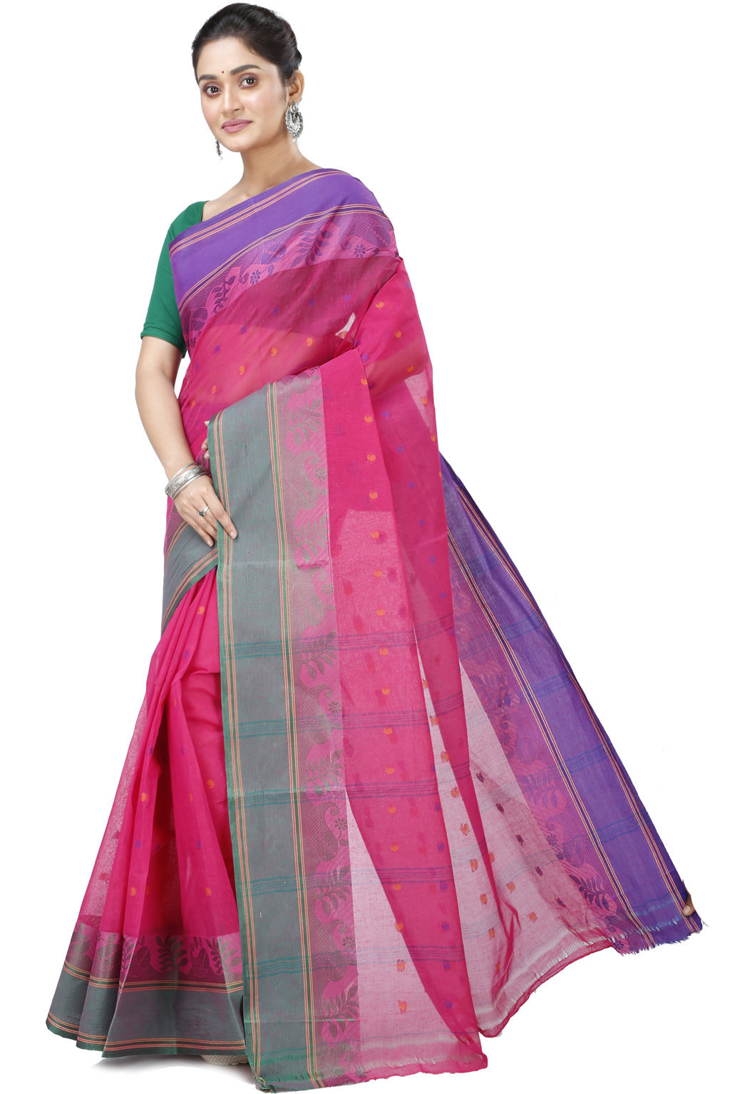 Pink Pure Cotton Gitanjali Tant Saree (929)